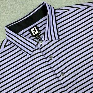 FootJoy FJ‎ Performance Golf Polo Shirt Men XL Striped Purple Black Short Sleeve